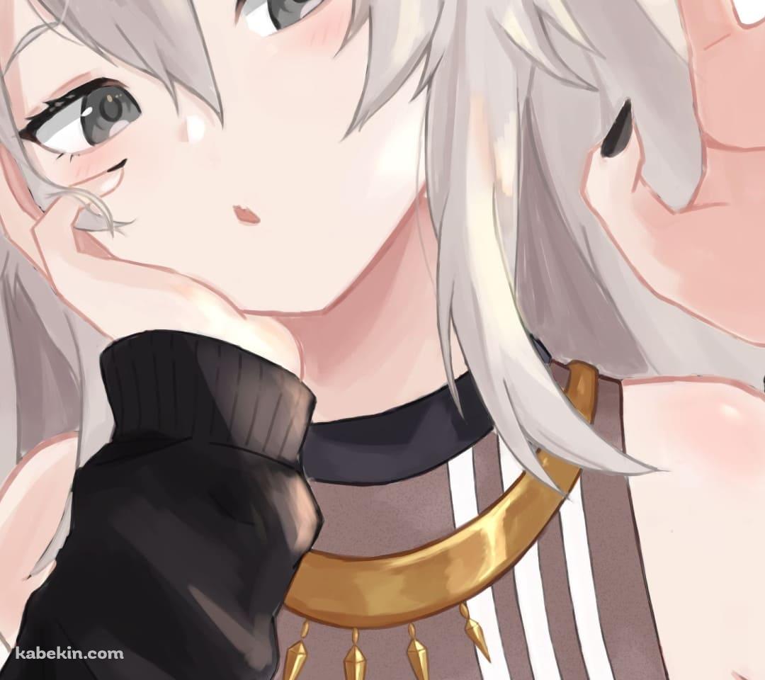左手をかざす獅白ぼたん / ファンアート / かわいい / バーチャルYouTuber / ホロライブのAndroidの壁紙(1080px x 960px) スマホ用