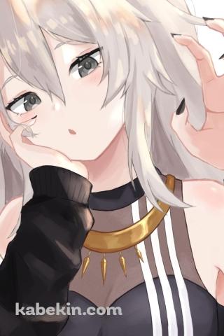 左手をかざす獅白ぼたん / ファンアート / かわいい / バーチャルYouTuber / ホロライブのAndroidの壁紙(320px x 480px) スマホ用