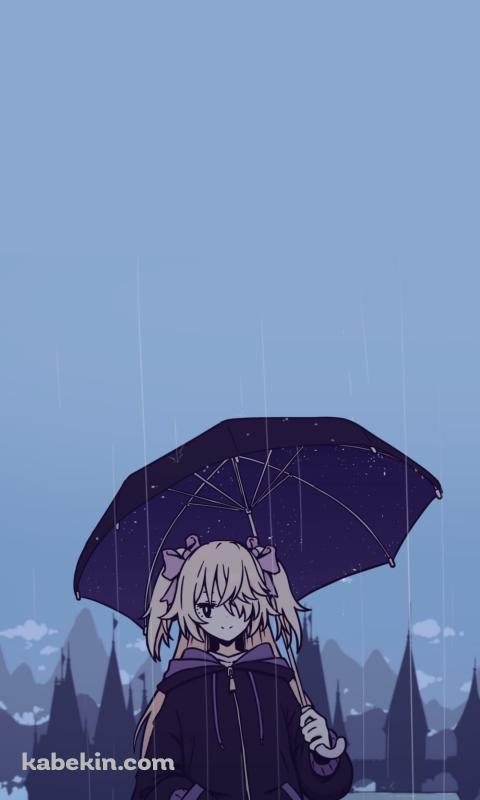 雨の日、傘をさすフィッシュル / 原神 / ファンアート / イラストのAndroidの壁紙(480px x 800px) スマホ用