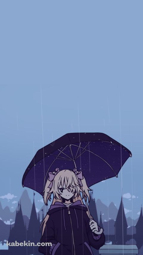 雨の日、傘をさすフィッシュル / 原神 / ファンアート / イラストのAndroidの壁紙(480px x 854px) スマホ用