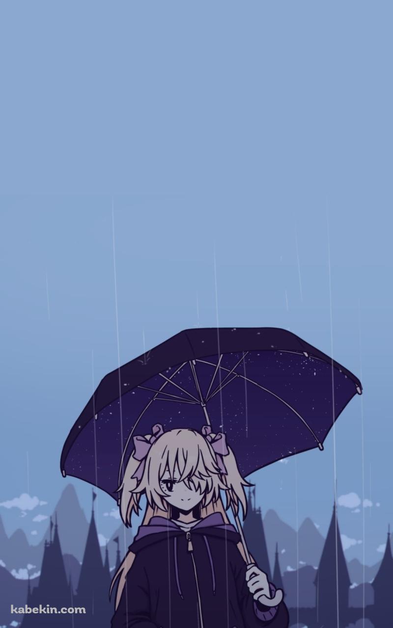雨の日、傘をさすフィッシュル / 原神 / ファンアート / イラストのAndroidの壁紙(800px x 1280px) スマホ用