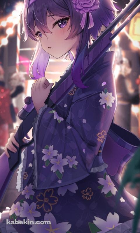 浴衣を着た伊草ハルカ / ブルアカ / ブルーアーカイブ / ファンアート / イラストのAndroidの壁紙(480px x 800px) スマホ用