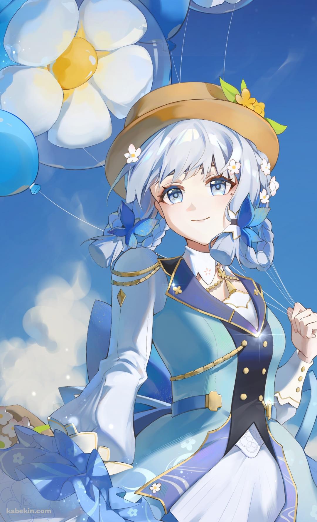 花の入った風船を持つ神里綾華 / 花時に訪れた手紙 / 原神のAndroidの壁紙(1080px x 1776px) スマホ用