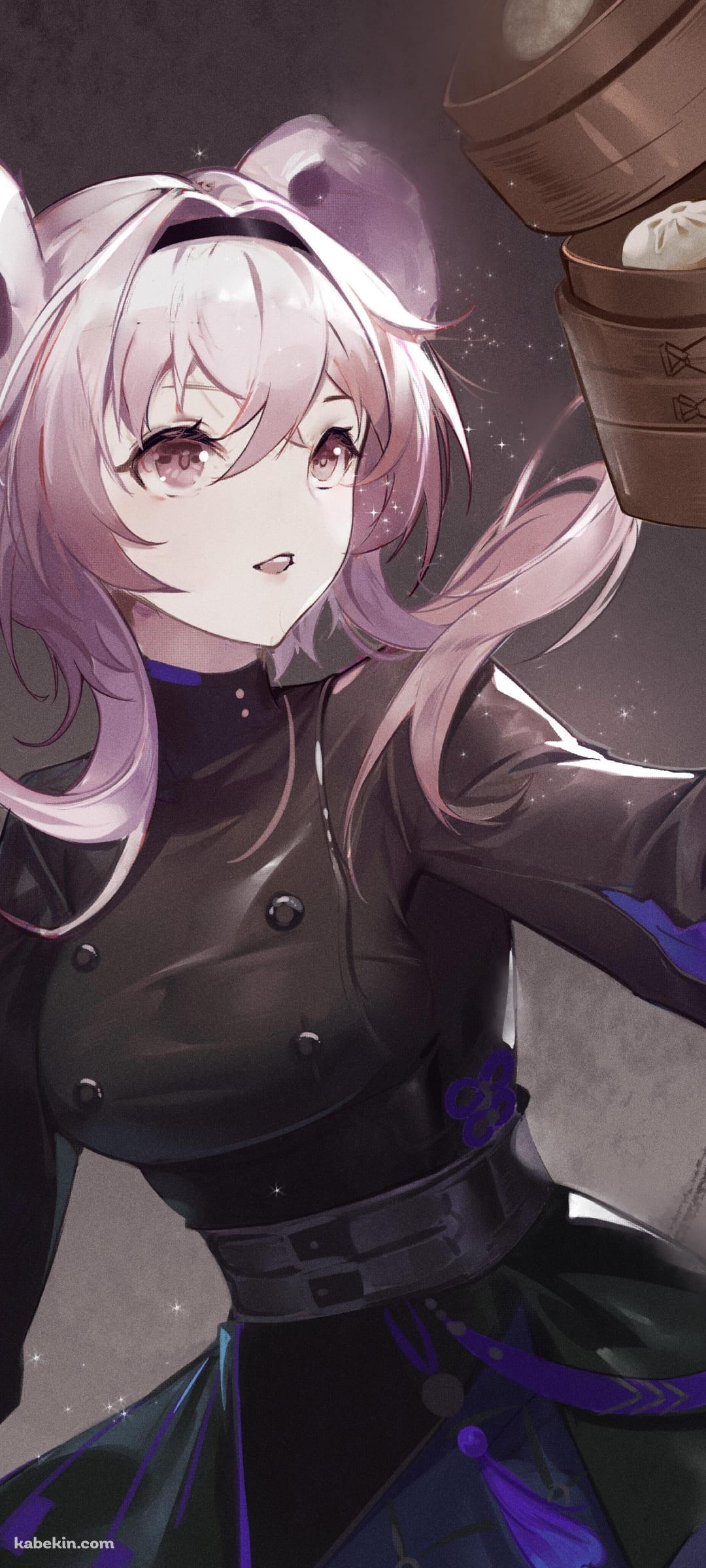 中華まんを持つかわいいリン・ユーシャ / アークナイツ / ファンアート / イラストのAndroidの壁紙(1080px x 2400px) スマホ用
