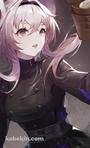 中華まんを持つかわいいリン・ユーシャ / アークナイツ / ファンアート / イラストのAndroidの壁紙(360px x 592px) スマホ用