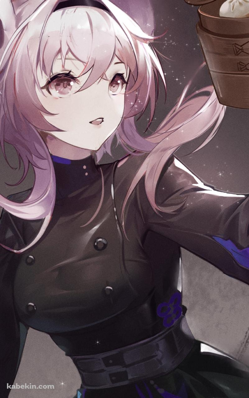 中華まんを持つかわいいリン・ユーシャ / アークナイツ / ファンアート / イラストのAndroidの壁紙(800px x 1280px) スマホ用