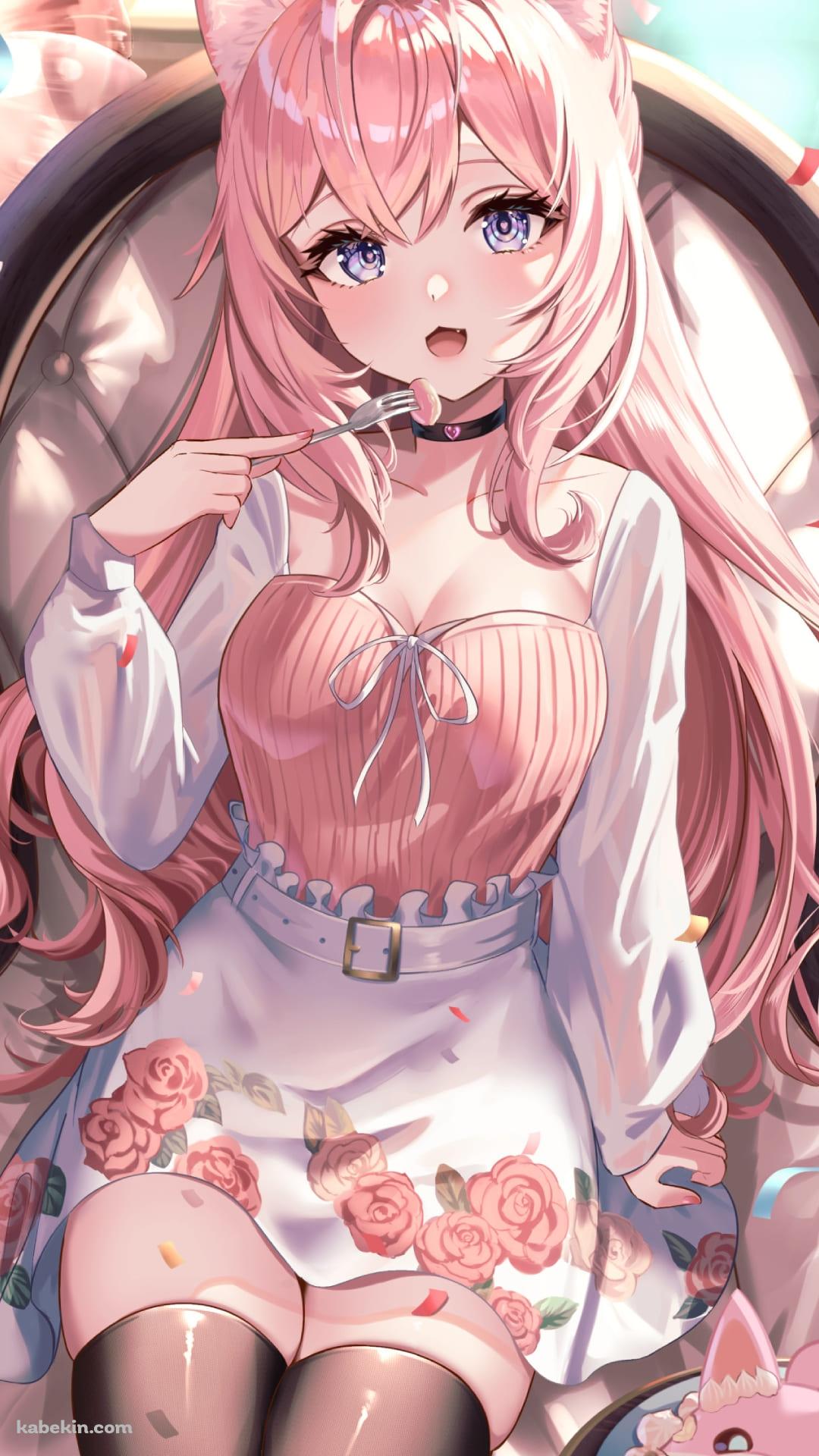 スイーツを食べるかわいい博衣こより / バーチャルYouTuber / Vtuber / ホロライブ / ファンアート / イラストのAndroidの壁紙(1080px x 1920px) スマホ用