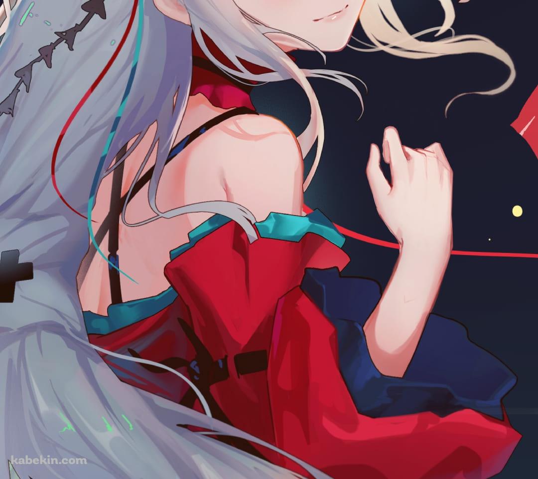 振り返る濁心スカジ(だくしんすかじ) / かわいい / アークナイツ / ファンアート / イラストのAndroidの壁紙(1080px x 960px) スマホ用