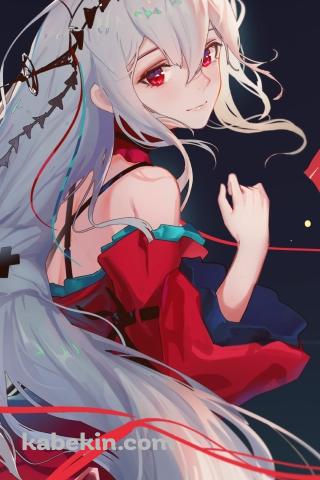 振り返る濁心スカジ(だくしんすかじ) / かわいい / アークナイツ / ファンアート / イラストのAndroidの壁紙(320px x 480px) スマホ用