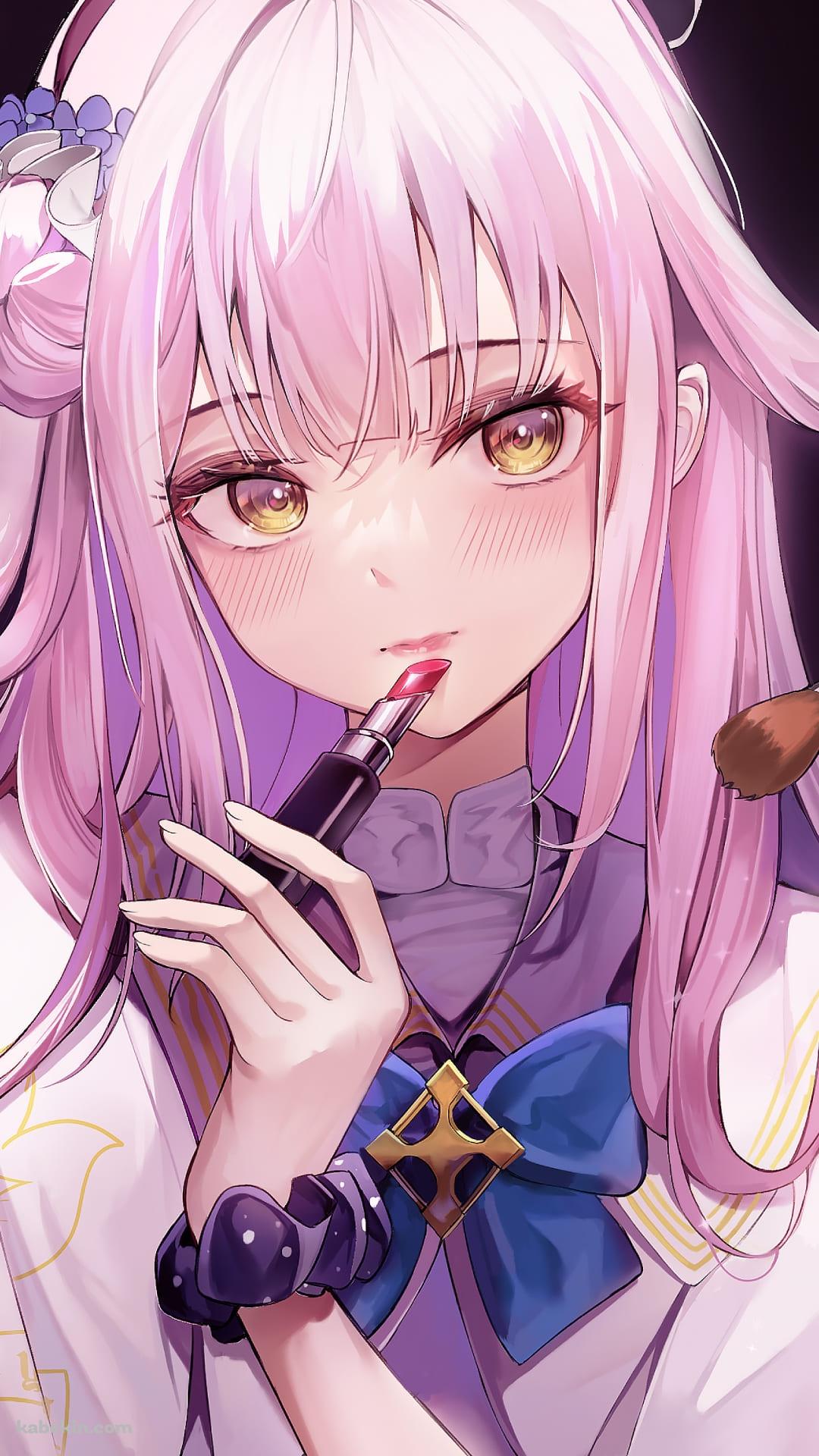 お化粧をするかわいい聖園ミカ（みその みか） / ブルアカ / ブルーアーカイブ / ファンアート / イラストのAndroidの壁紙(1080px x 1920px) スマホ用