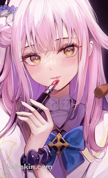 お化粧をするかわいい聖園ミカ（みその みか） / ブルアカ / ブルーアーカイブ / ファンアート / イラストのAndroidの壁紙(360px x 592px) スマホ用