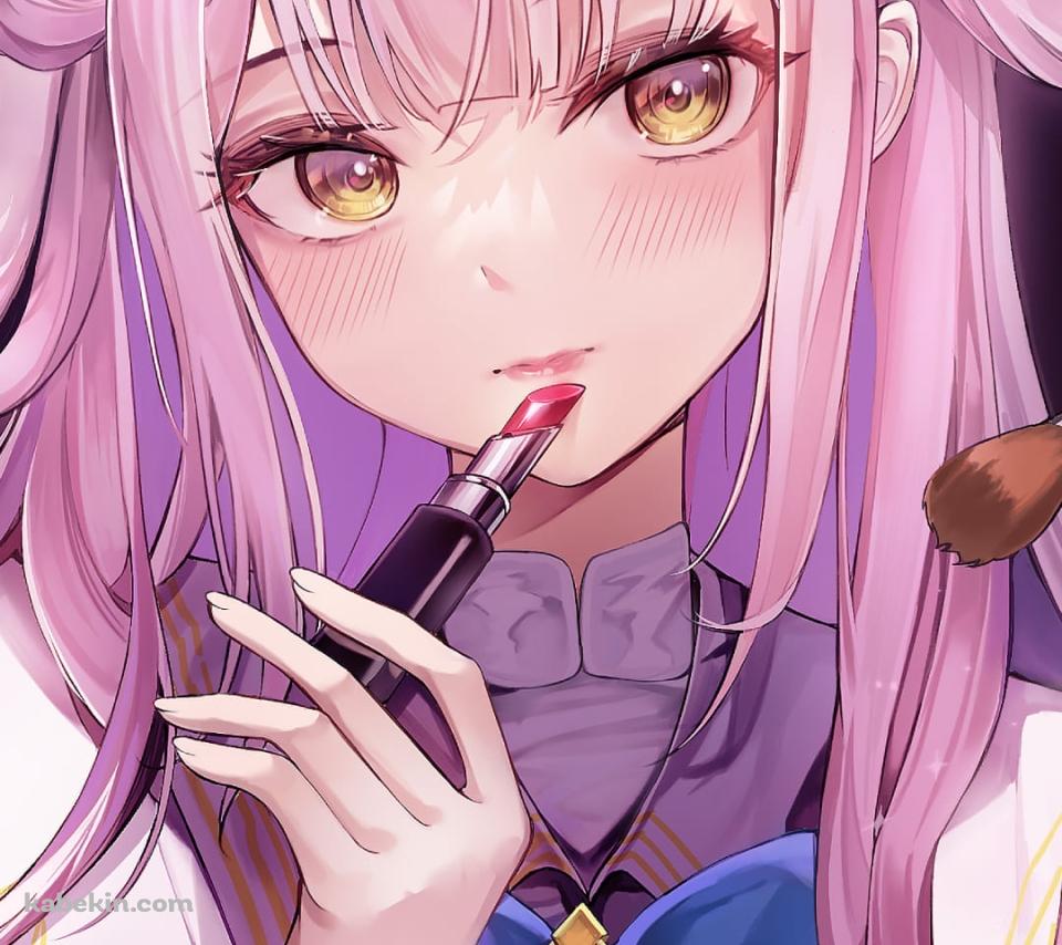 お化粧をするかわいい聖園ミカ（みその みか） / ブルアカ / ブルーアーカイブ / ファンアート / イラストのAndroidの壁紙(960px x 854px) スマホ用