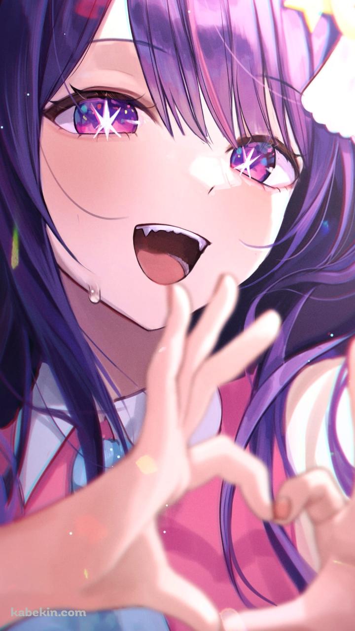 手でハートを作る星野アイ / 汗 / 推しの子 / ファンアート / イラストのAndroidの壁紙(720px x 1280px) スマホ用