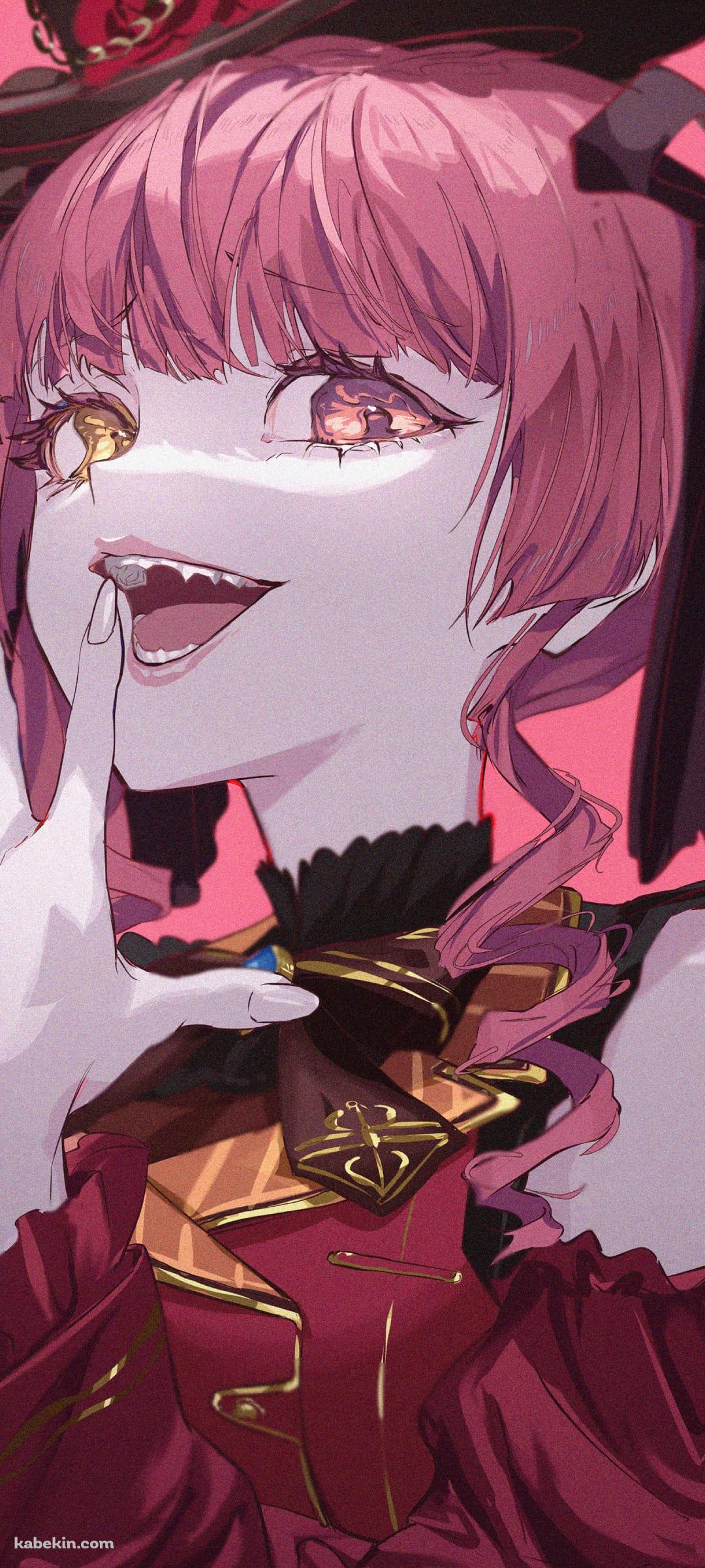 高笑いをする宝鐘マリン / バーチャルYouTuber / ホロライブ / ファンアート / イラストのAndroidの壁紙(1080px x 2400px) スマホ用
