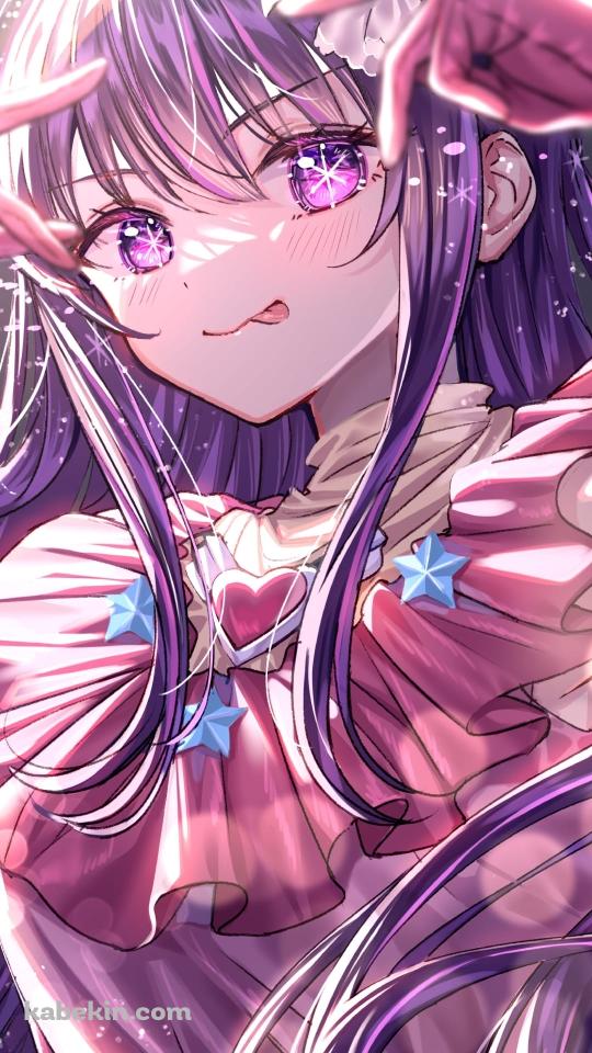 舌を出してポーズをとる星野アイ / アイドル / 推しの子 / ファンアート / イラストのAndroidの壁紙(540px x 960px) スマホ用