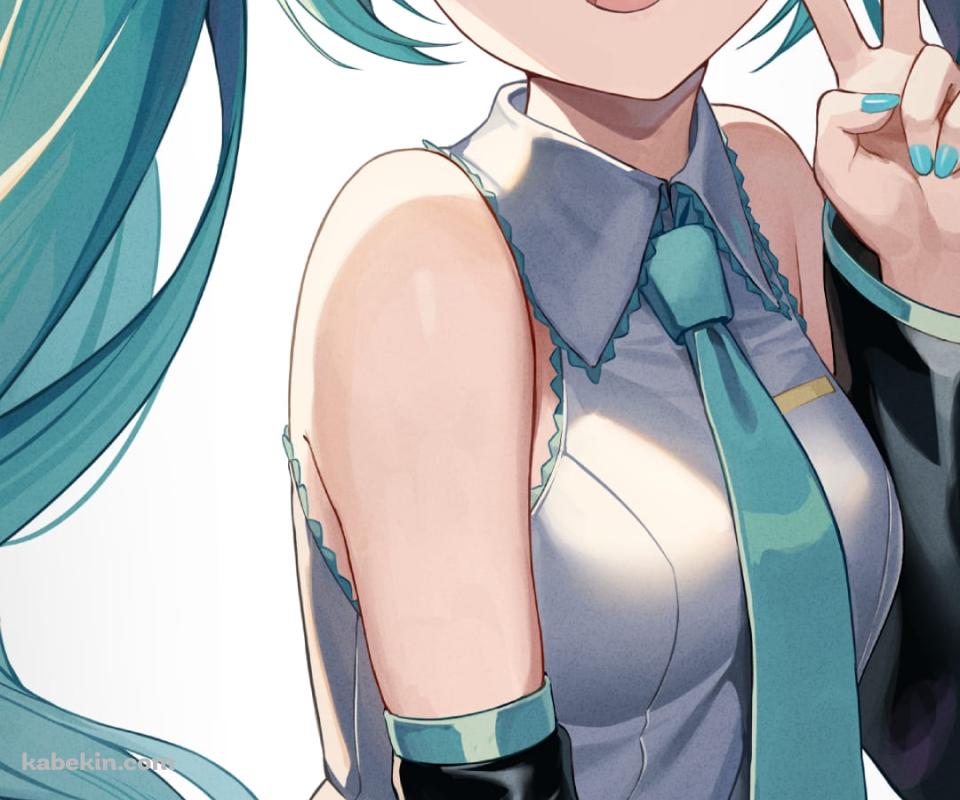 ピースするかわいい初音ミク / ボカロ / ボーカロイドのAndroidの壁紙(960px x 800px) スマホ用