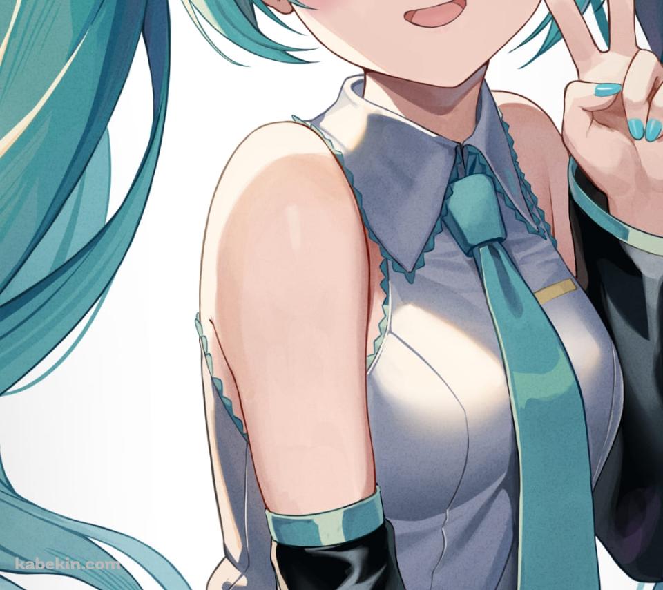 ピースするかわいい初音ミク / ボカロ / ボーカロイドのAndroidの壁紙(960px x 854px) スマホ用