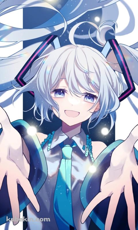 両手広げた初音ミク / かわいい / ボカロ / ボーカロイドのAndroidの壁紙(480px x 800px) スマホ用