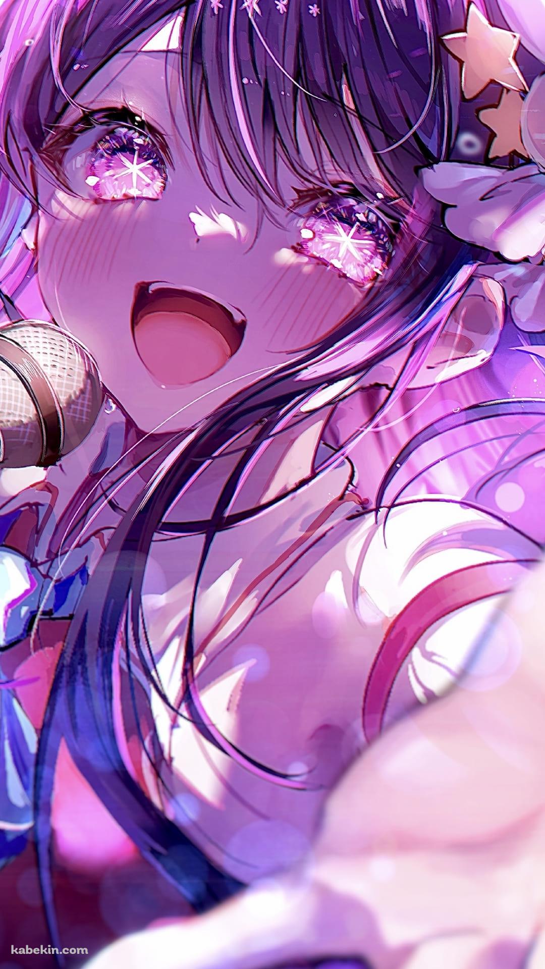 マイクを持って歌を唄う星野アイ / かわいい / 推しの子 / ファンアート / イラストのAndroidの壁紙(1080px x 1920px) スマホ用