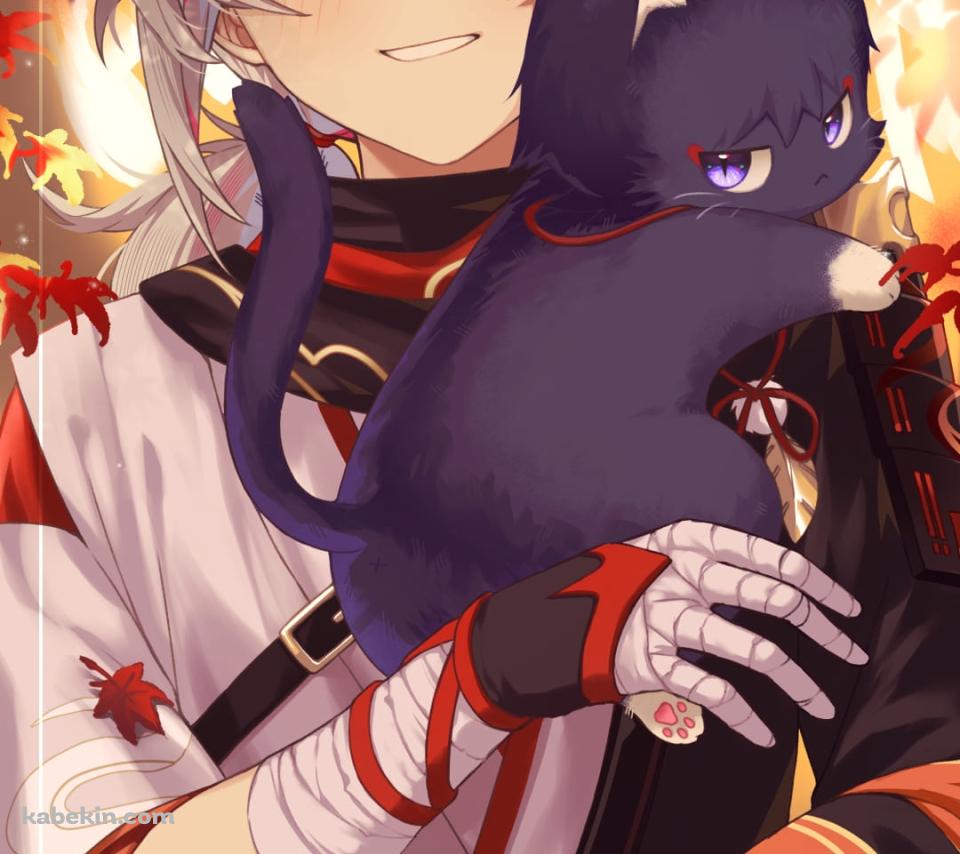 黒猫と楓原万葉 / 楓 / 秋 / 原神のAndroidの壁紙(960px x 854px) スマホ用