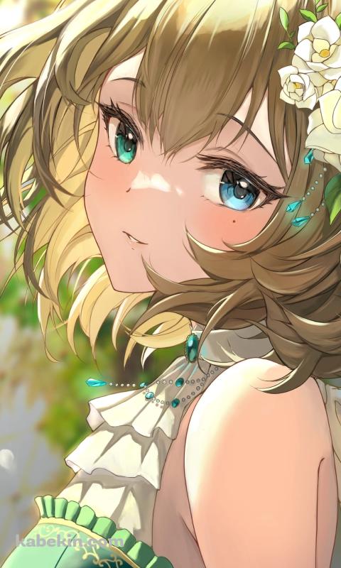 白い花飾りをつけたかわいい高垣 楓 / アイマス / アイドルマスターシンデレラガールズ / ファンアート / イラストのAndroidの壁紙(480px x 800px) スマホ用