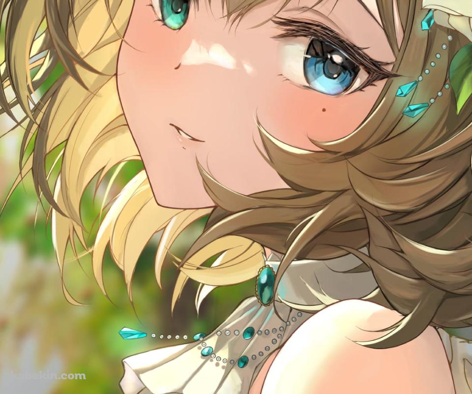 白い花飾りをつけたかわいい高垣 楓 / アイマス / アイドルマスターシンデレラガールズ / ファンアート / イラストのAndroidの壁紙(960px x 800px) スマホ用