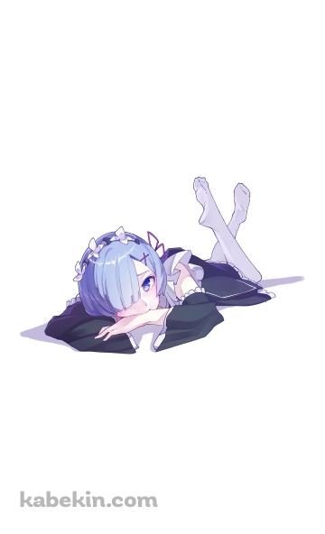 寝そべるかわいいレム / リゼロ / re:ゼロから始める異世界生活 / ファンアート / イラストのAndroidの壁紙(360px x 592px) スマホ用