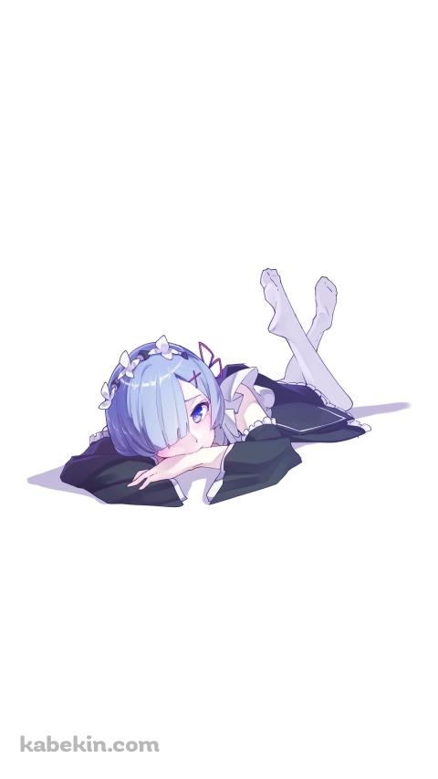 寝そべるかわいいレム / リゼロ / re:ゼロから始める異世界生活 / ファンアート / イラストのAndroidの壁紙(480px x 854px) スマホ用