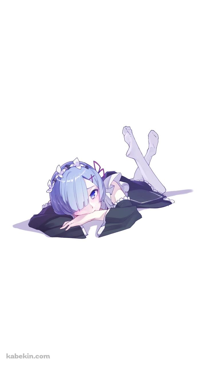 寝そべるかわいいレム / リゼロ / re:ゼロから始める異世界生活 / ファンアート / イラストのAndroidの壁紙(720px x 1280px) スマホ用