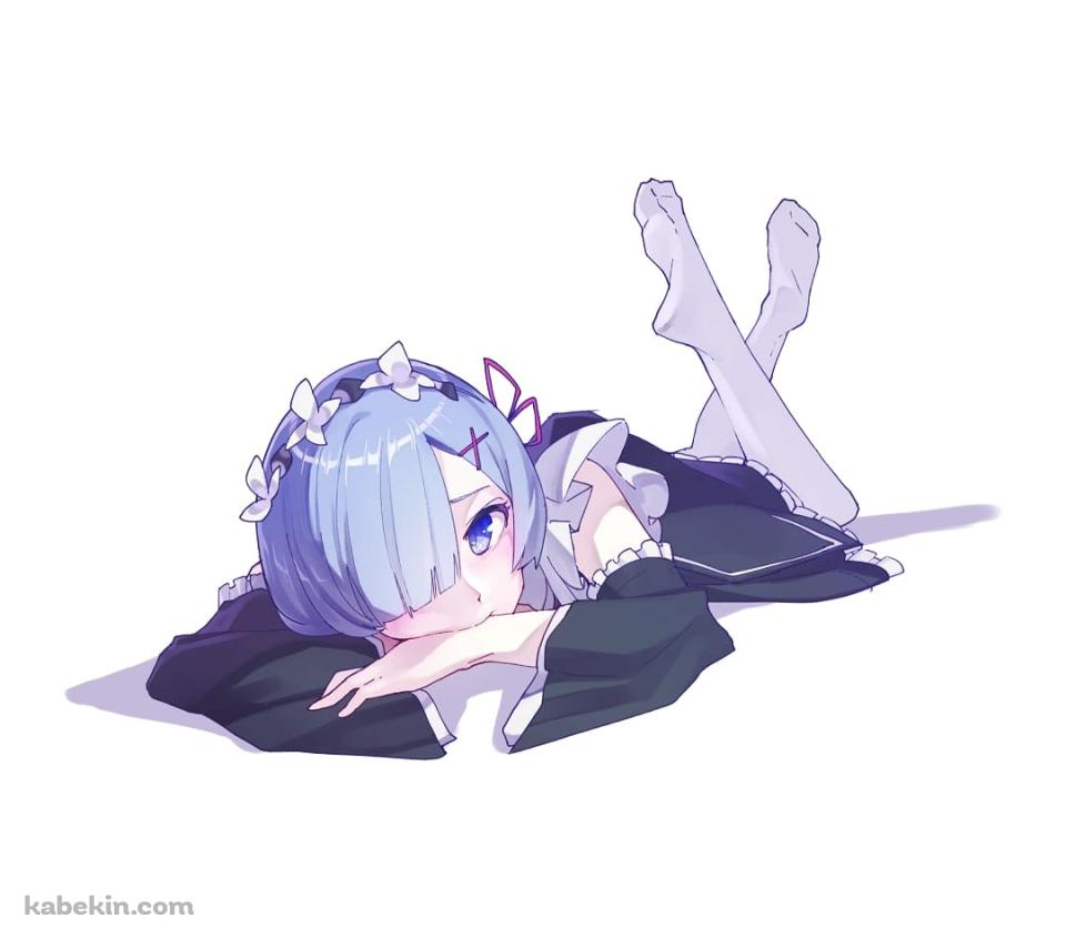 寝そべるかわいいレム / リゼロ / re:ゼロから始める異世界生活 / ファンアート / イラストのAndroidの壁紙(960px x 854px) スマホ用