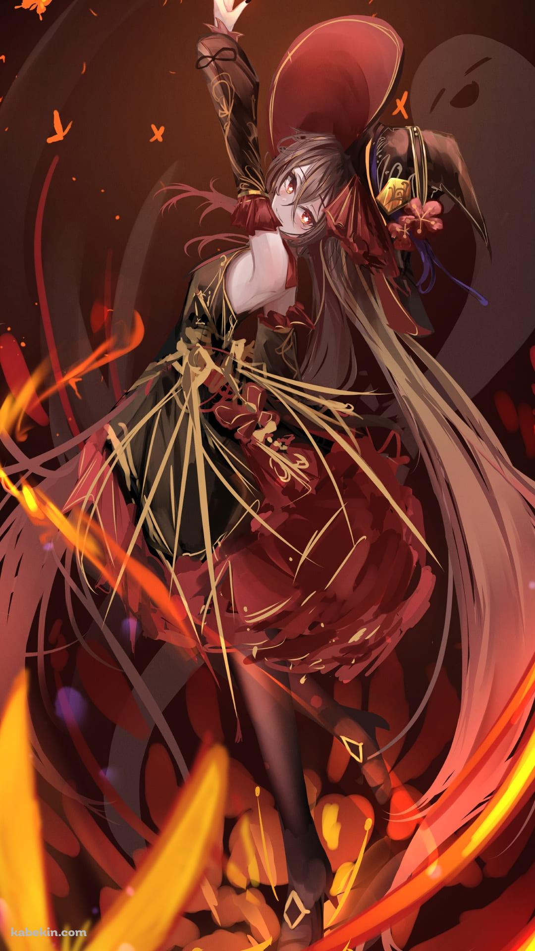 赤い蝶と胡桃 / かっこいい / 原神のAndroidの壁紙(1080px x 1920px) スマホ用