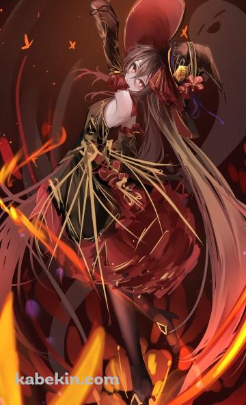 赤い蝶と胡桃 / かっこいい / 原神のAndroidの壁紙(360px x 592px) スマホ用