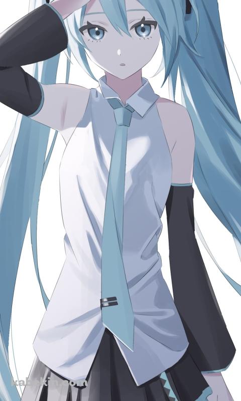 おでこに手をあてる初音ミク / ボカロ / ボーカロイドのAndroidの壁紙(480px x 800px) スマホ用