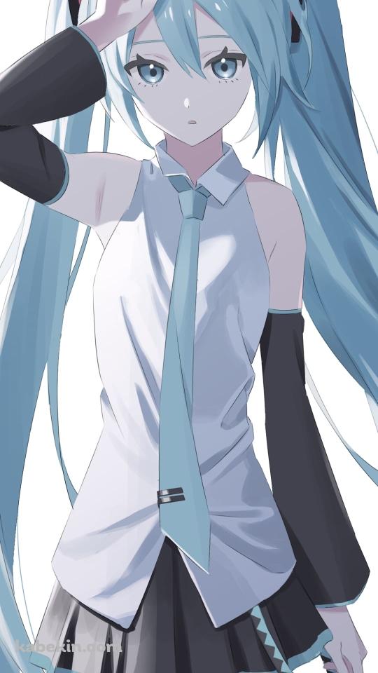 おでこに手をあてる初音ミク / ボカロ / ボーカロイドのAndroidの壁紙(540px x 960px) スマホ用