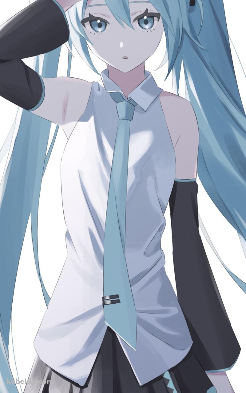 おでこに手をあてる初音ミク / ボカロ / ボーカロイドのAndroidの壁紙(800px x 1280px) スマホ用