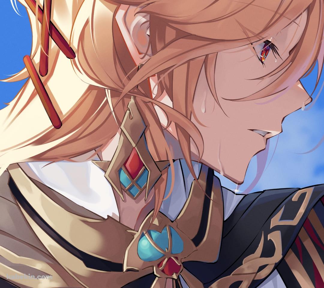 汗をかいているカーヴェ / スメールの天才建築士 / 原神のAndroidの壁紙(1080px x 960px) スマホ用