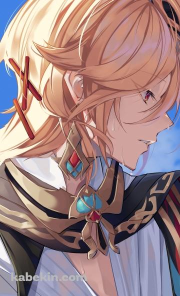 汗をかいているカーヴェ / スメールの天才建築士 / 原神のAndroidの壁紙(360px x 592px) スマホ用