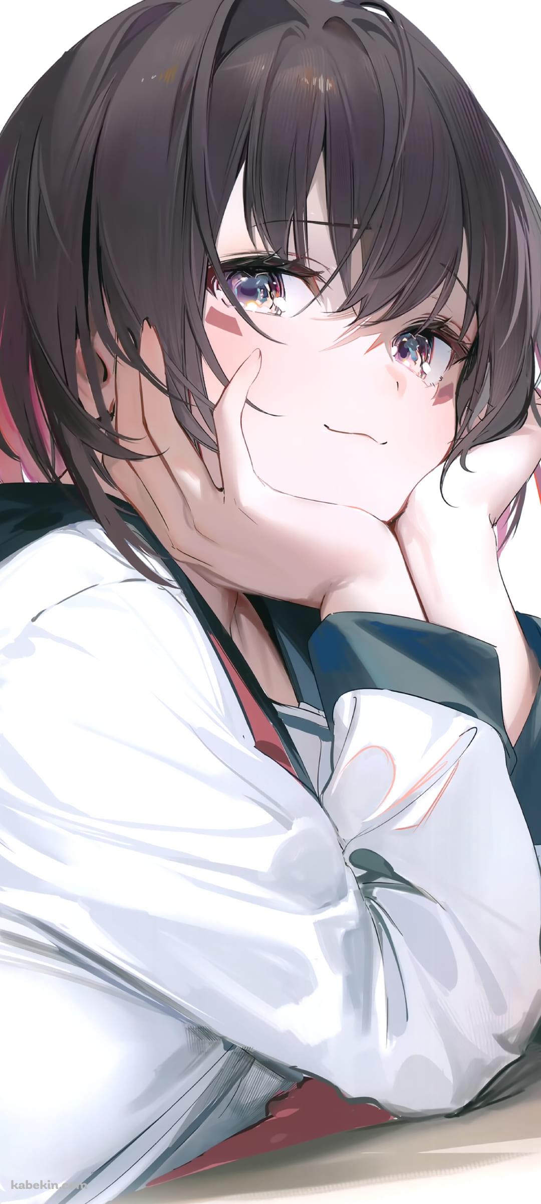 頬杖をつきながらこちらを見るAZKi / バーチャルYoutuber / ホロライブ / ファンアート / イラストのAndroidの壁紙(1080px x 2400px) スマホ用