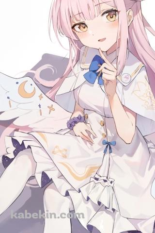シートに座っている聖園ミカ / ブルーアーカイブ / ブルアカ / ファンアート / イラストのAndroidの壁紙(320px x 480px) スマホ用