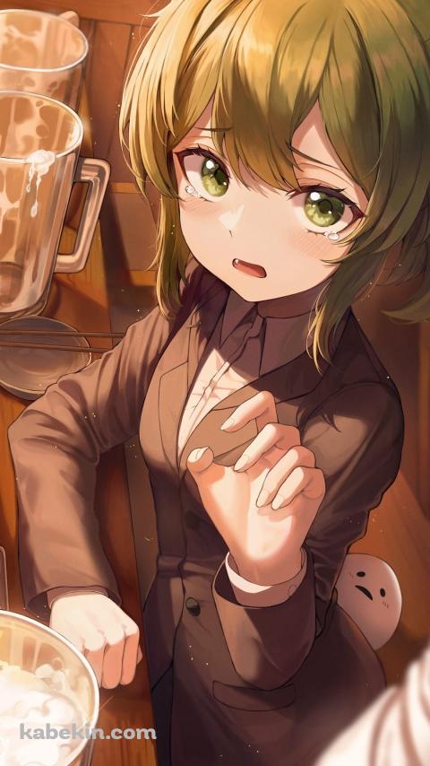 涙目の五十嵐双葉 / 居酒屋 / ビールジョッキ / 先輩がうざい後輩の話 / ファンアート / イラストのAndroidの壁紙(480px x 854px) スマホ用