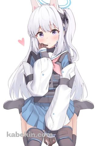 女の子座りの月雪ミヤコ / かわいい / ブルアカ / ブルーアーカイブ / ファンアート / イラストのAndroidの壁紙(320px x 480px) スマホ用