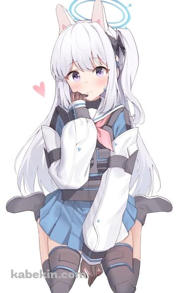 女の子座りの月雪ミヤコ / かわいい / ブルアカ / ブルーアーカイブ / ファンアート / イラストのAndroidの壁紙(360px x 592px) スマホ用