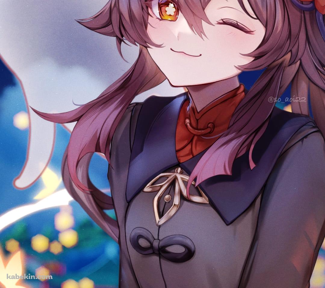 ウィンクをする胡桃 / かわいい / 原神のAndroidの壁紙(1080px x 960px) スマホ用