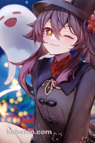 ウィンクをする胡桃 / かわいい / 原神のAndroidの壁紙(320px x 480px) スマホ用