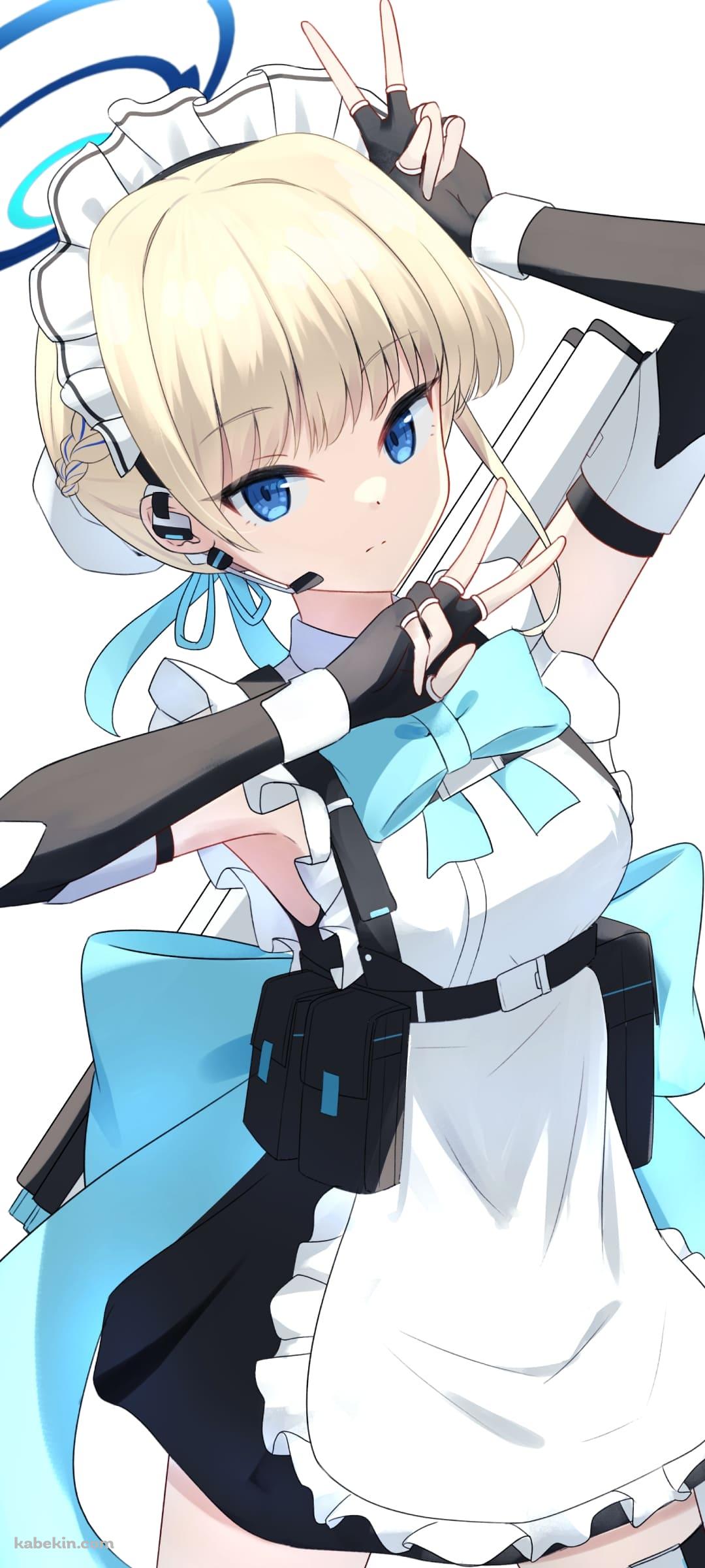 Wピースをする飛鳥馬トキ(あすまとき) / ブルアカ / ブルーアーカイブ / ファンアート / イラストのAndroidの壁紙(1080px x 2400px) スマホ用