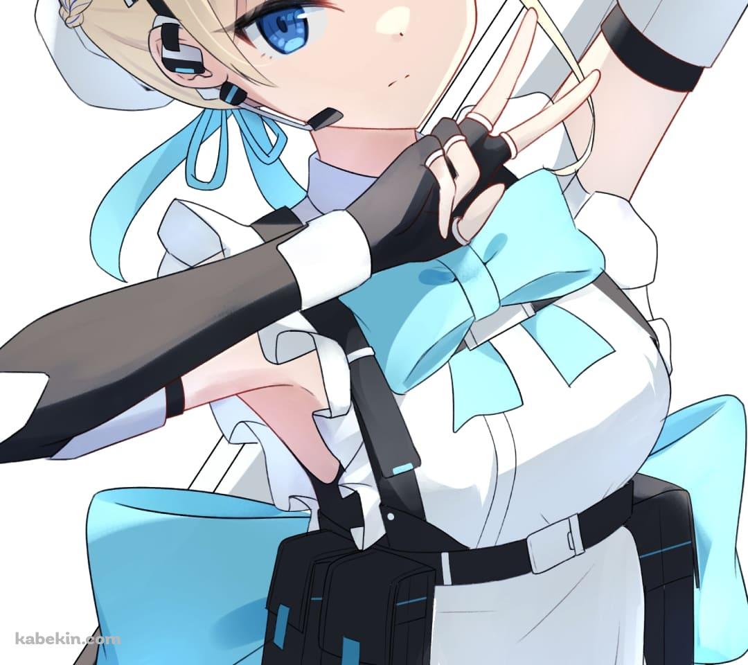 Wピースをする飛鳥馬トキ(あすまとき) / ブルアカ / ブルーアーカイブ / ファンアート / イラストのAndroidの壁紙(1080px x 960px) スマホ用