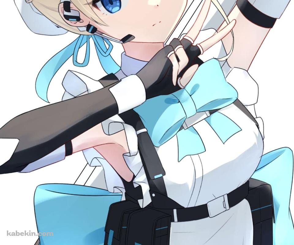 Wピースをする飛鳥馬トキ(あすまとき) / ブルアカ / ブルーアーカイブ / ファンアート / イラストのAndroidの壁紙(960px x 800px) スマホ用