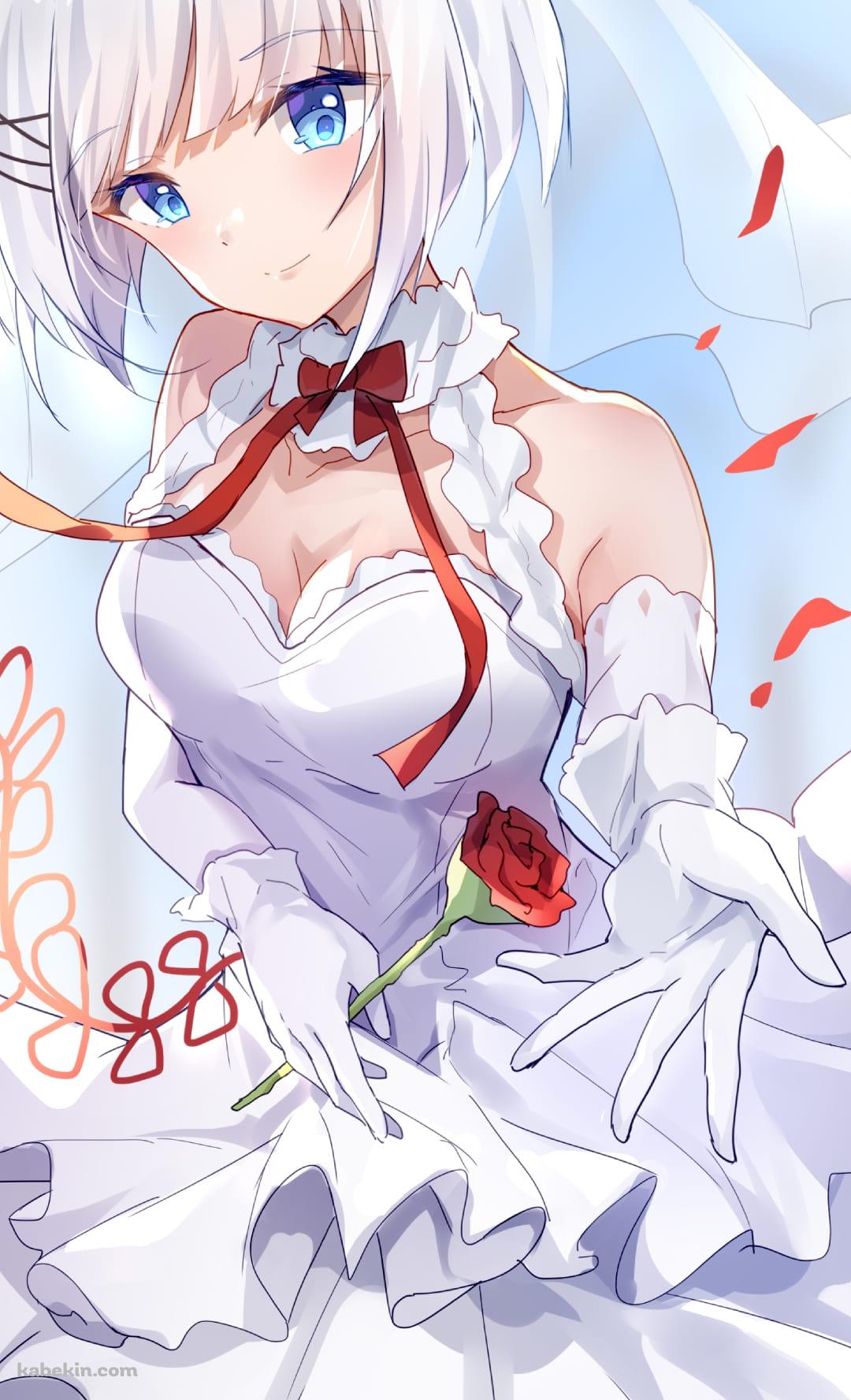 ウエディングドレスを着たかわいいシエスタ / 探偵はもう、死んでいる。 / ファンアート / イラストのAndroidの壁紙(1080px x 1776px) スマホ用