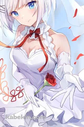 ウエディングドレスを着たかわいいシエスタ / 探偵はもう、死んでいる。 / ファンアート / イラストのAndroidの壁紙(320px x 480px) スマホ用