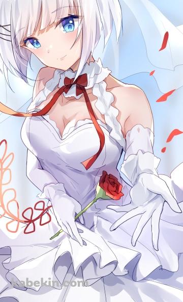 ウエディングドレスを着たかわいいシエスタ / 探偵はもう、死んでいる。 / ファンアート / イラストのAndroidの壁紙(360px x 592px) スマホ用
